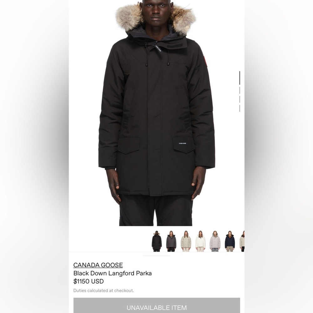 Authentic Men's Canada Goose Black Langford Parka Down Coat Fur Hood